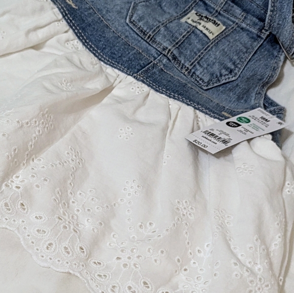 OshKosh B'Gosh Baby Girl Eyelet Denim Overall Dress Size - Picture 5 of 5